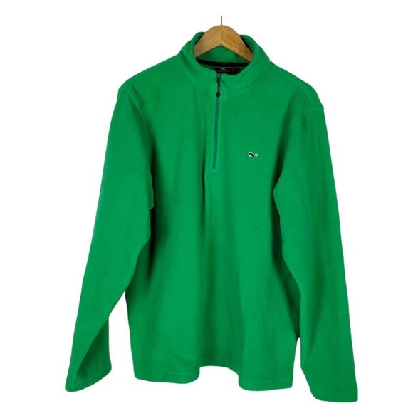 Vineyard Vines Other - Vineyard Vines Sweater Adult Men Medium 1/4 Zip Fleece Pullover Green Sweatshirt
